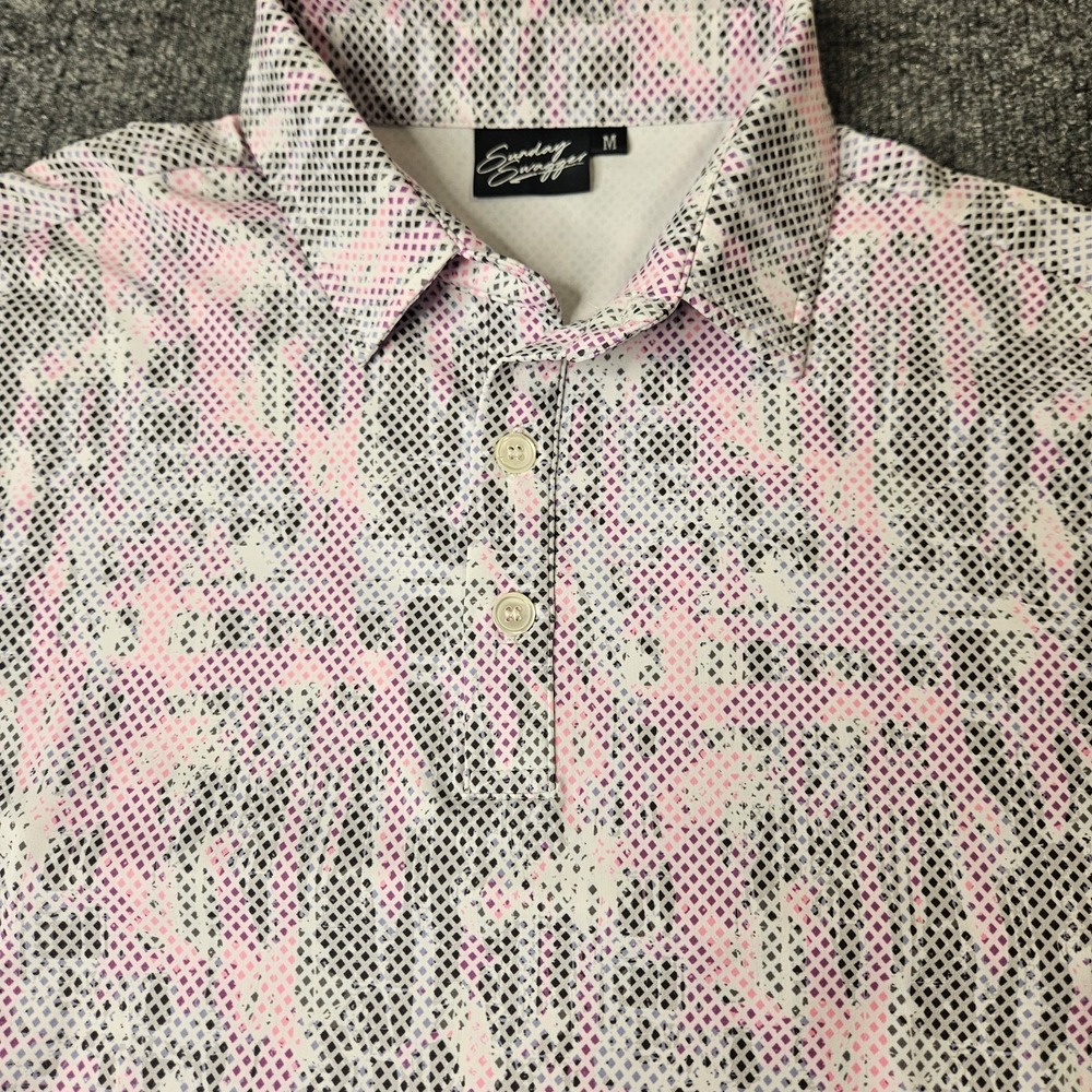 Sunday Swagger Mens Golf Polo Shirt‎ Size Medium Geometric Breathable Wicking